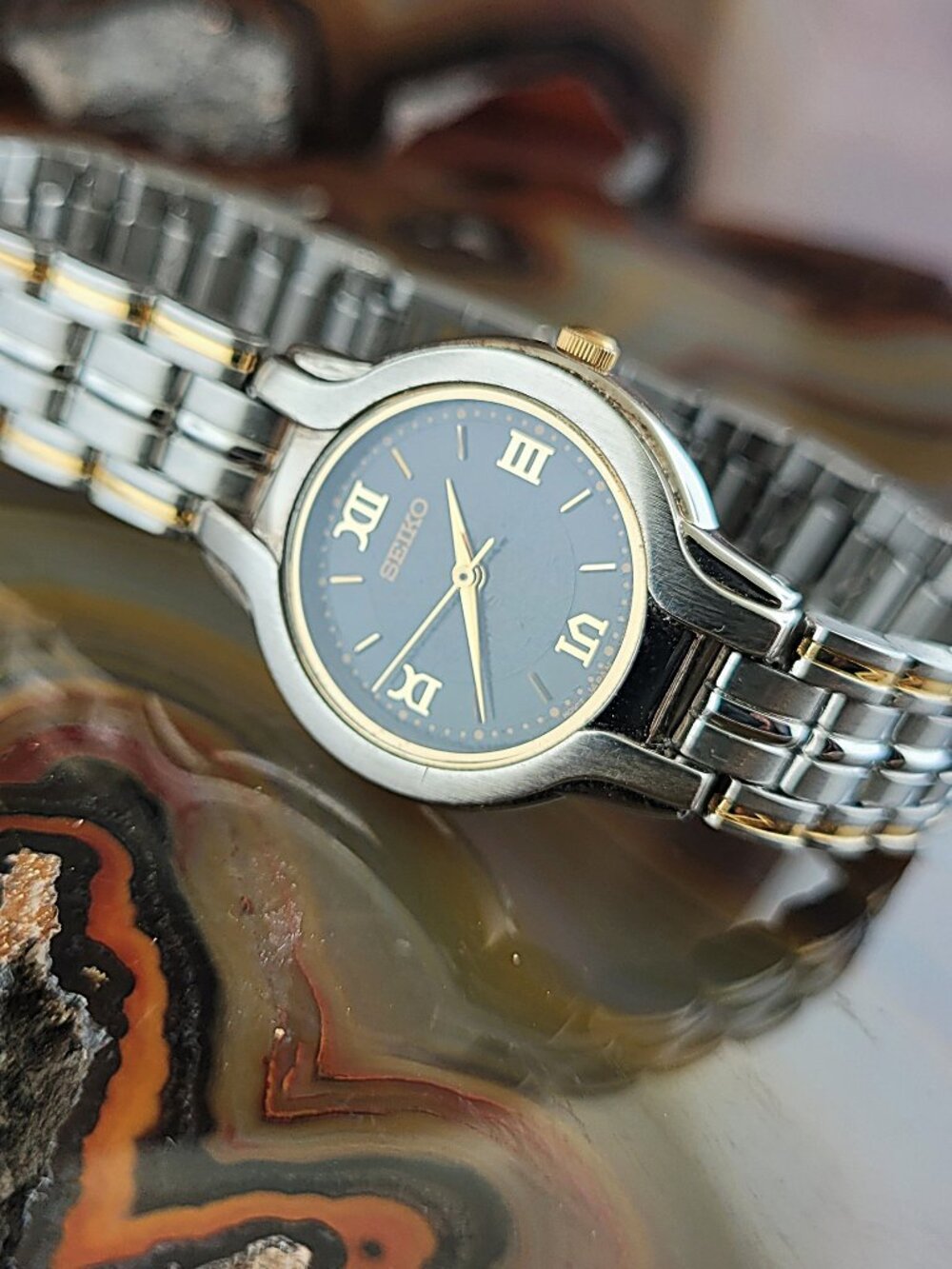 Womes Seiko Silver & Gold Bracelet Watch V701-2D60